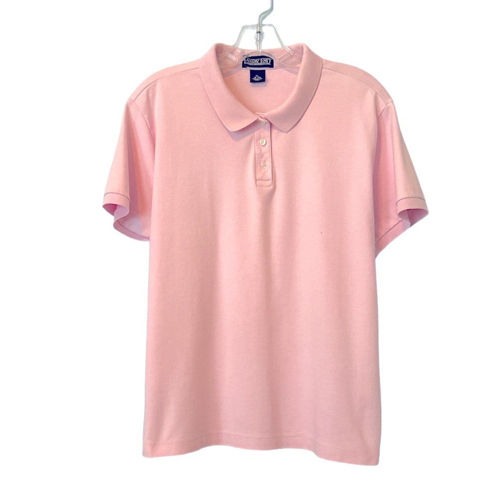 Lands' End Pink Fitted Polo Short Sleeve Top